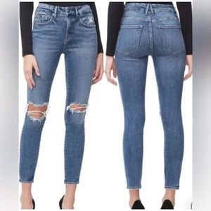 Good American Good Legs Crop Distressed Blue Skinny Jeans Size 2/26
